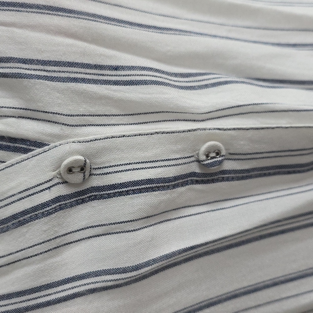Guess Striped Button-Up Ruffled Sleeves Glass Embelished V-neck Blouse - Picture 2 of 11
